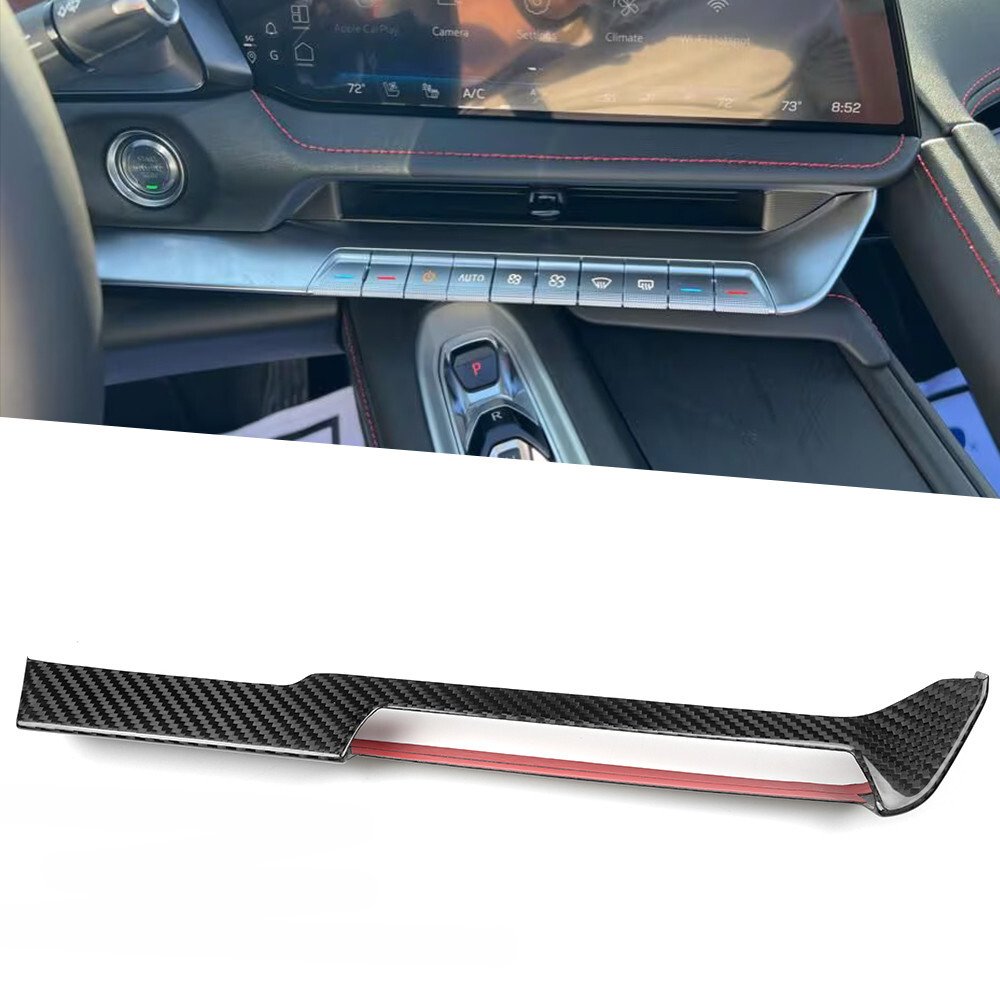 4564564566.jpg 2026+ C8 Corvette Carbon Fiber Center Climate Control Outlet Trim Cover - Image 1