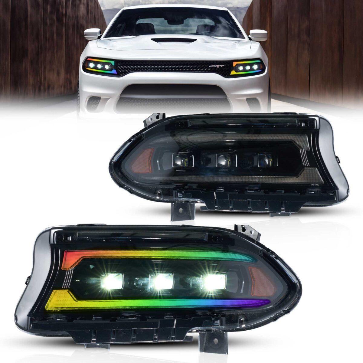 874567458674586.png 2015 – 24 Dodge Charger RGB Flow Triple Beam DRL Headlights - Image 1
