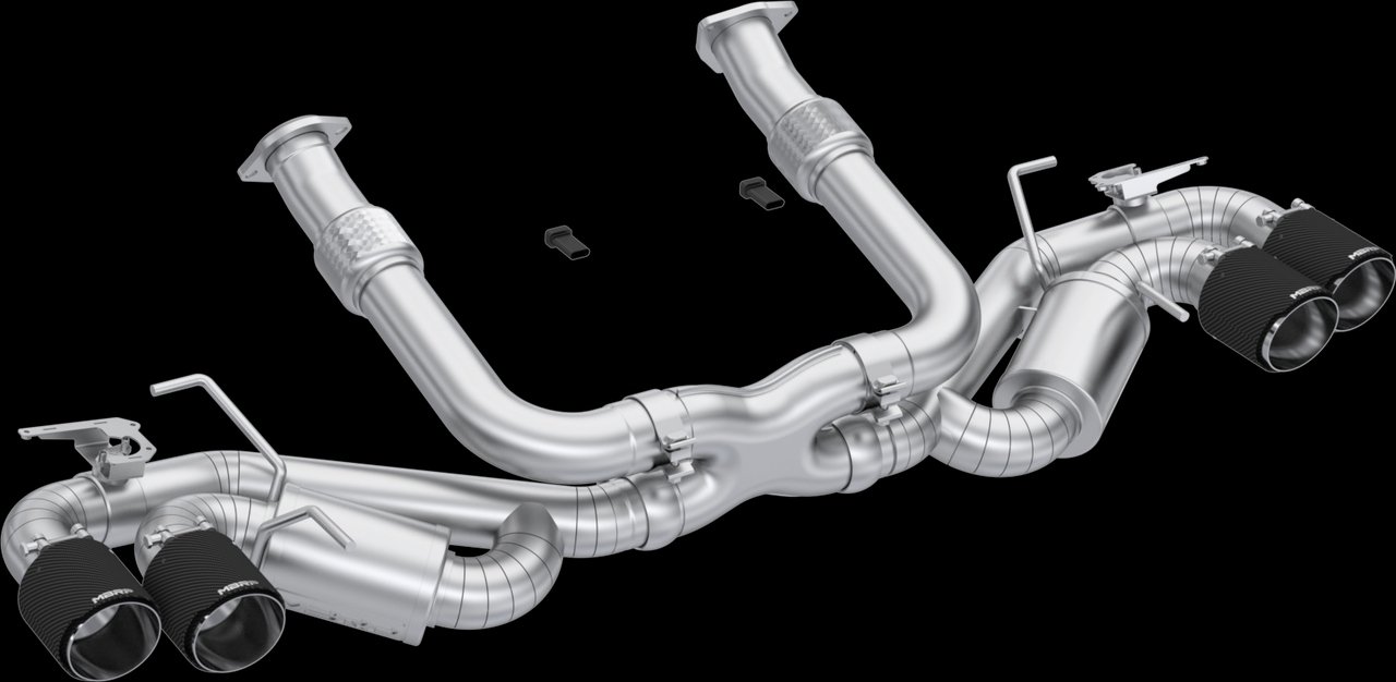 S70413CF__75299.1722028928.jpg C8 Corvette MBRP Stingray 3″ Quad Rear Outlet Cat-Back Exhaust – Carbon Tips - Image 1
